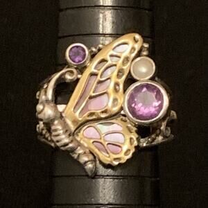 Echo of The Dreamer Ring Size 9 Sterling Silver & Bronze Semi Precious Stones